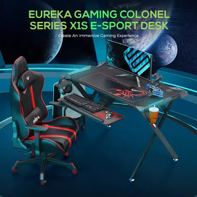 Scrivania da Gaming 43x23 con Gambe a X e Illuminazione LED RGB