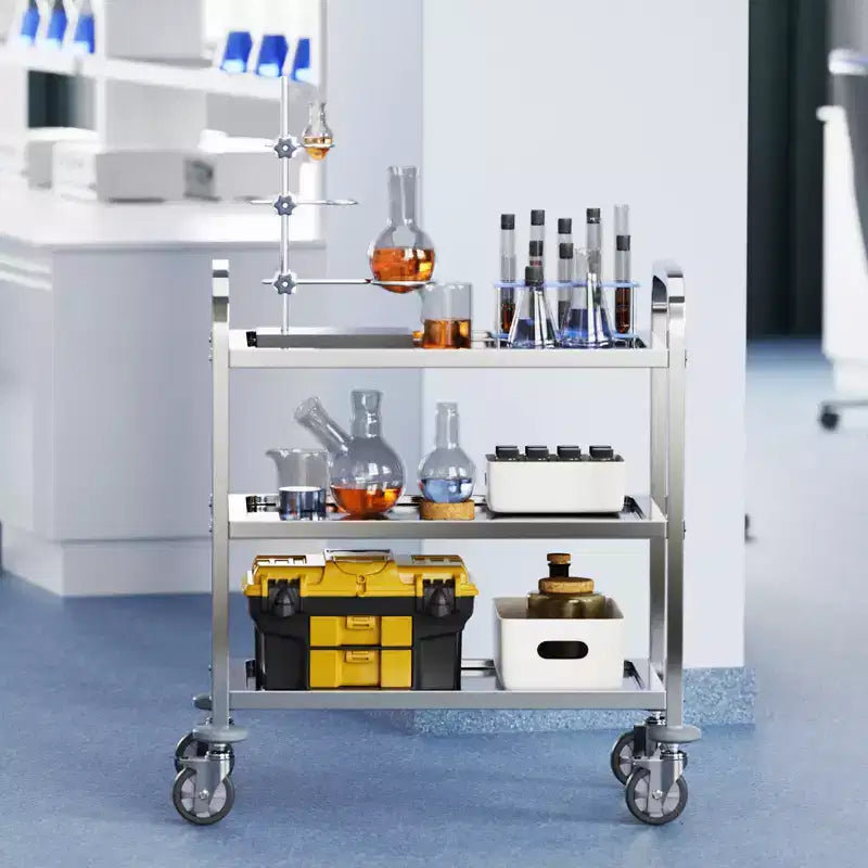 VEVOR Stainless Steel Cart, 3 Layers Lab Utility Cart 400 lbs Weight Capacity