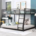 Twin XL over Queen/Full XL over Queen Size Bunk Bed, Metal Floor Bunk Bed, Black - ModernLuxe