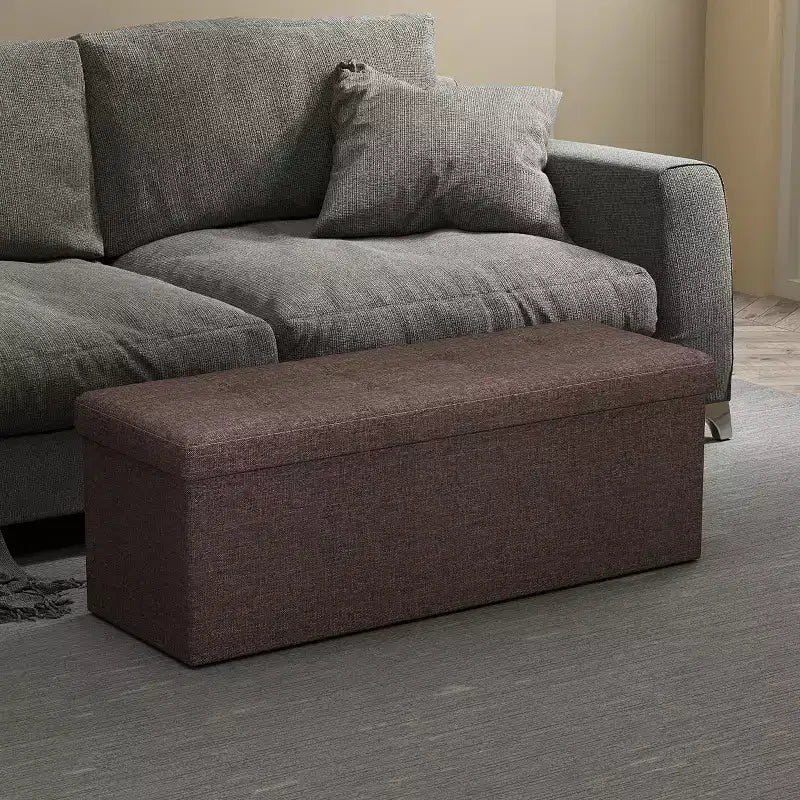 Panca Contenitore Pouf con Coperchio – 109 cm, Ecopelle, Vari Colori