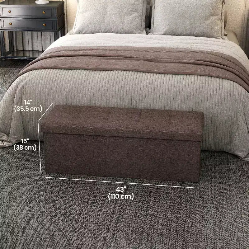 Panca Contenitore Pouf con Coperchio – 109 cm, Ecopelle, Vari Colori