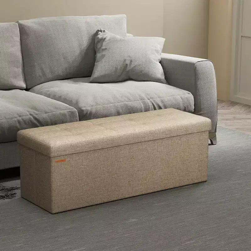 Panca Contenitore Pouf con Coperchio – 109 cm, Ecopelle, Vari Colori