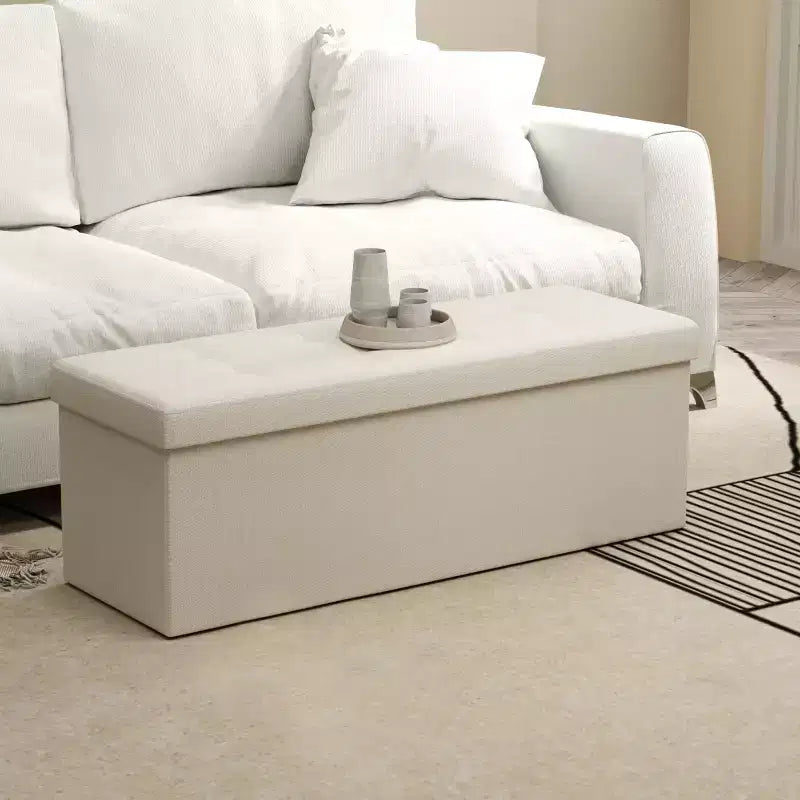 Panca Contenitore Pouf con Coperchio – 109 cm, Ecopelle, Vari Colori