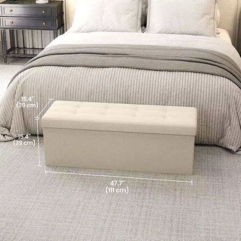 Panca Contenitore Pouf con Coperchio – 109 cm, Ecopelle, Vari Colori
