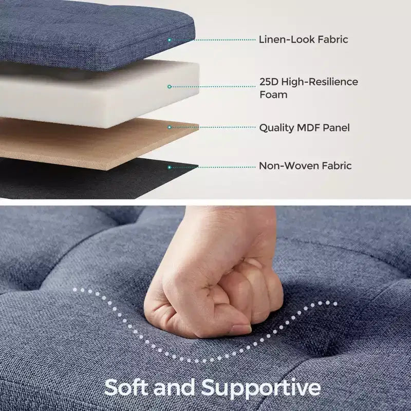Panca Contenitore Pouf con Coperchio – 109 cm, Ecopelle, Vari Colori