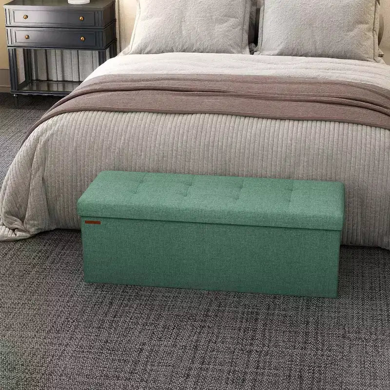 Panca Contenitore Pouf con Coperchio – 109 cm, Ecopelle, Vari Colori