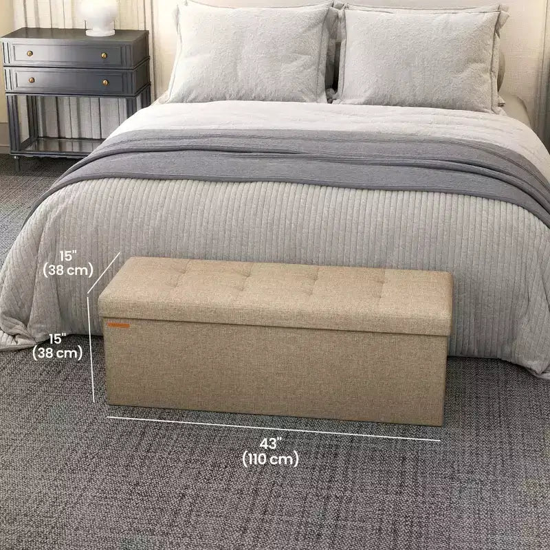 Panca Contenitore Pouf con Coperchio – 109 cm, Ecopelle, Vari Colori