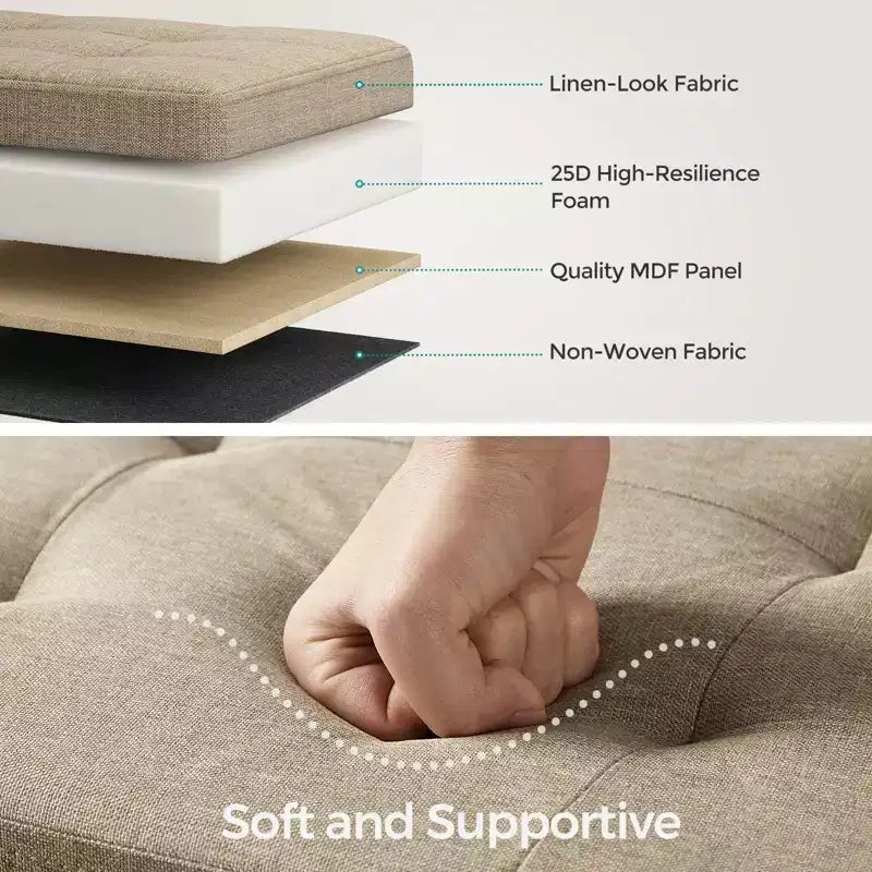 Panca Contenitore Pouf con Coperchio – 109 cm, Ecopelle, Vari Colori