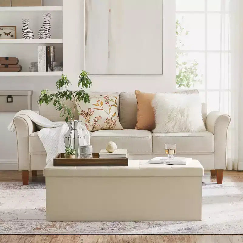 Panca Contenitore Pouf con Coperchio – 109 cm, Ecopelle, Vari Colori