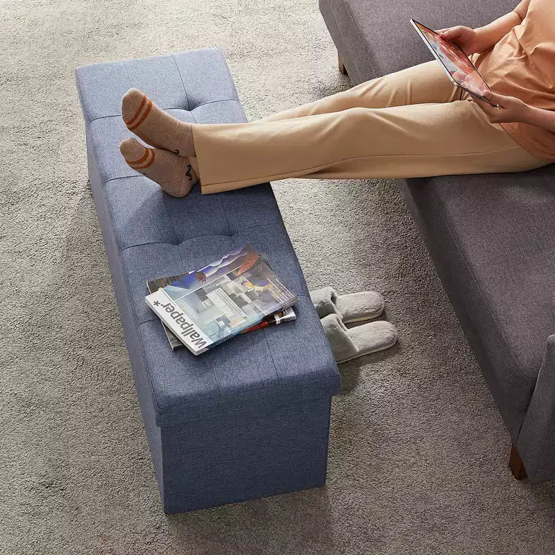Panca Contenitore Pouf con Coperchio – 109 cm, Ecopelle, Vari Colori