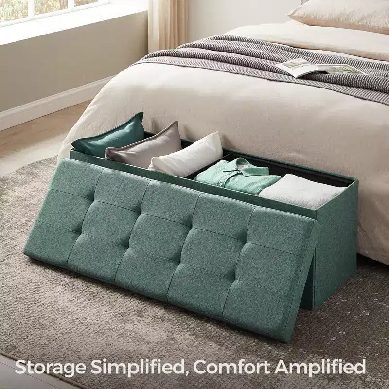 Panca Contenitore Pouf con Coperchio – 109 cm, Ecopelle, Vari Colori