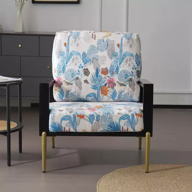 Poltrona Mid-Century Modern in Velluto con Telaio in Legno di Hevea