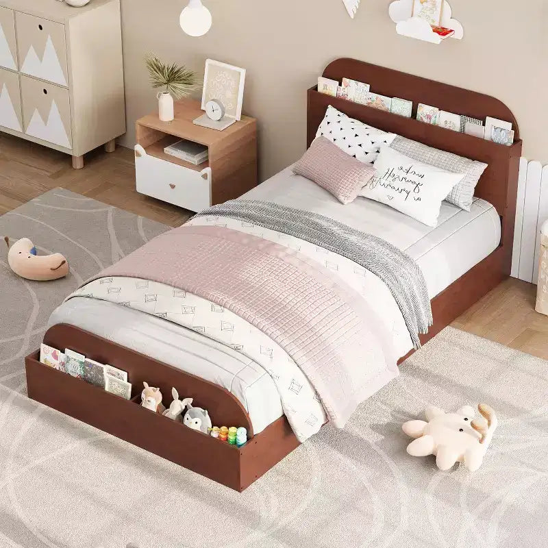 Letto a Piattaforma Matrimoniale con Testiera e Pediera con Contenitore