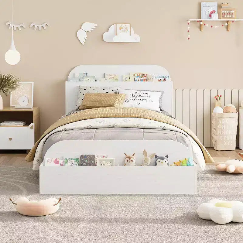 Letto a Piattaforma Matrimoniale con Testiera e Pediera con Contenitore