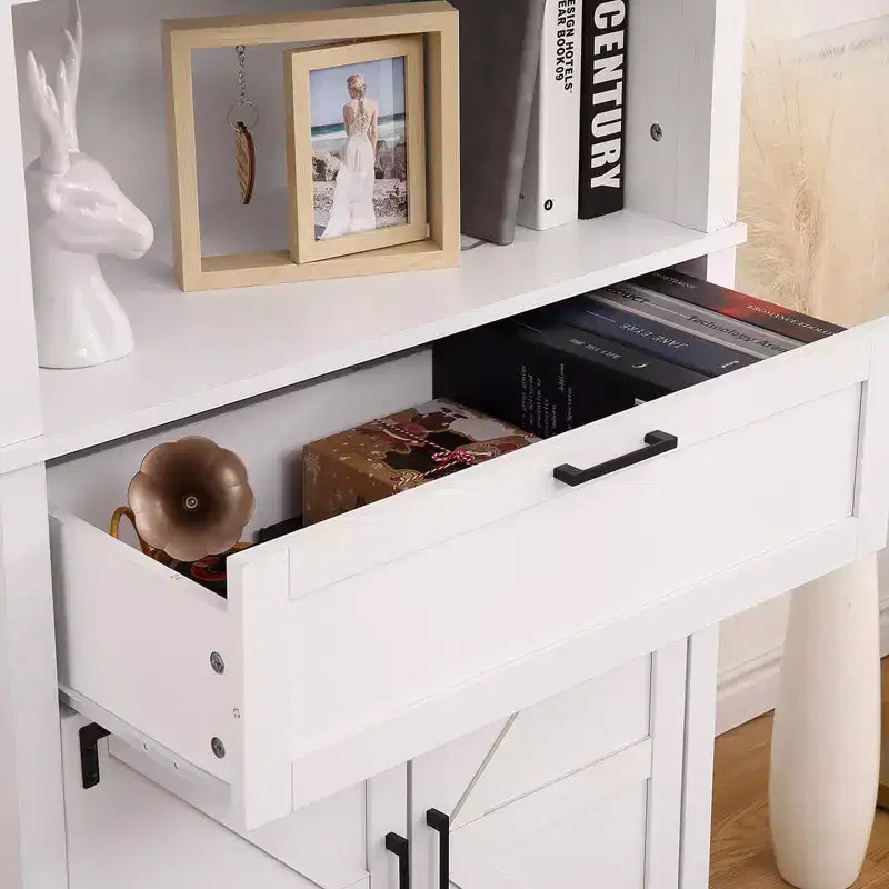 Libreria a 6 ripiani da 72 pollici con ante, cassetto e ripiani regolabili