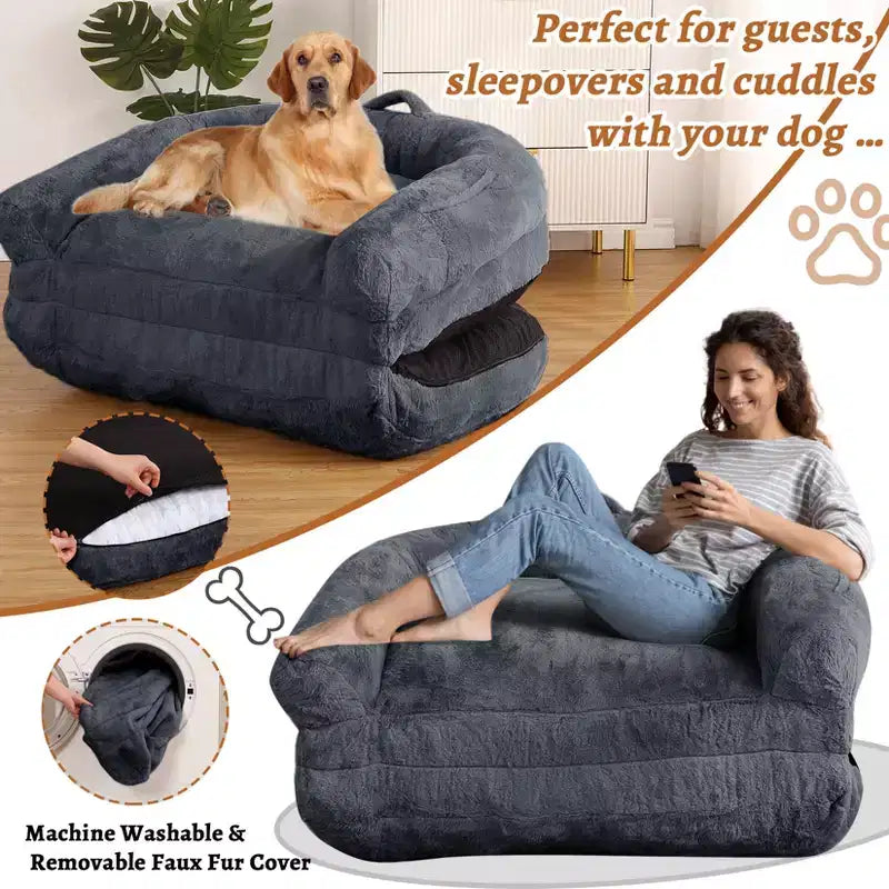 Cuccia Pieghevole per Cani di Taglia Grande con Rivestimento Sfoderabile e Lavabile, 180x110x25 cm