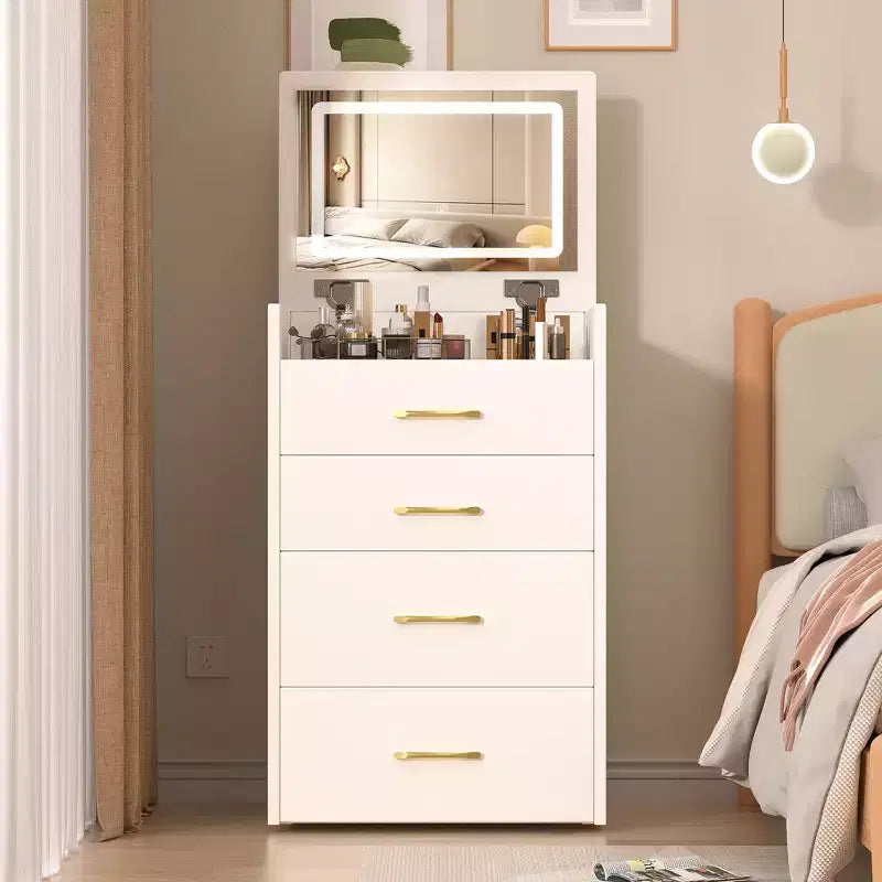 Tavolo da Trucco 3 in 1 con Sgabello e Specchio Illuminato, Bianco