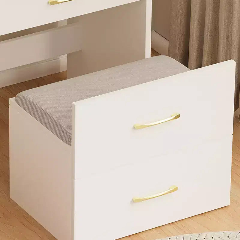 Tavolo da Trucco 3 in 1 con Sgabello e Specchio Illuminato, Bianco