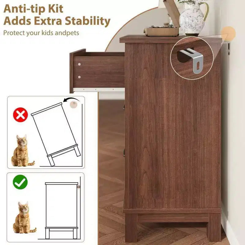 Comò a 7 cassetti per camera da letto con finitura in legno rustico