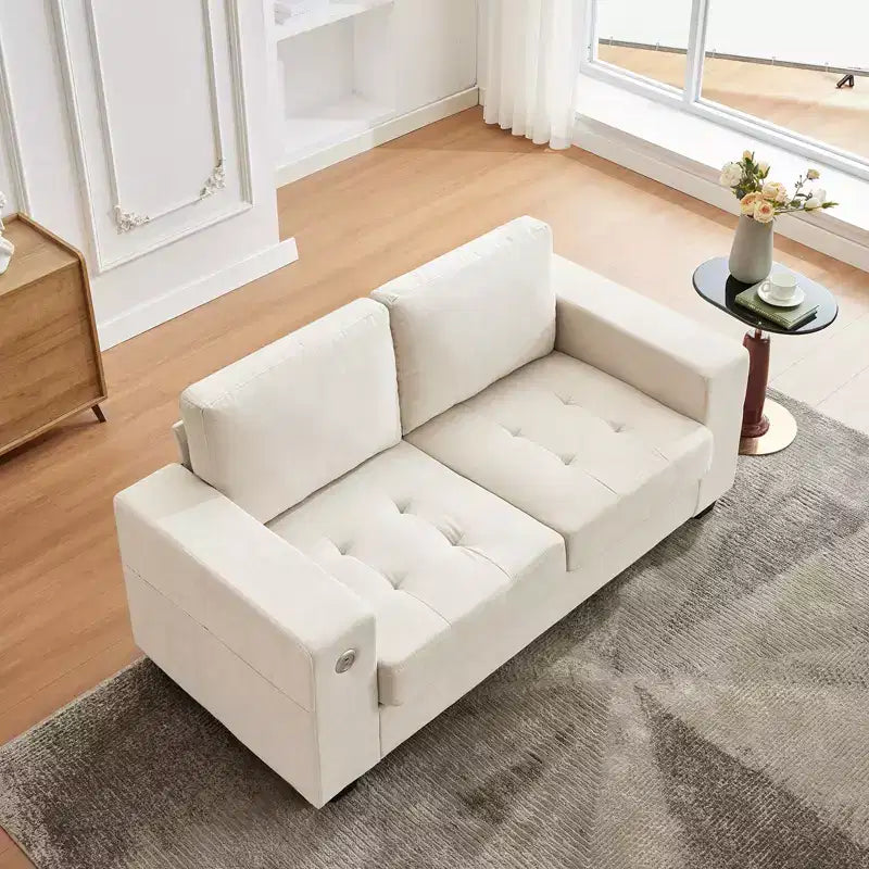 Divano "Cloud" Extra Large da 178 cm – Divano in ciniglia Mid-Century con Seduta Profonda, Porte USB e Tasche Laterali