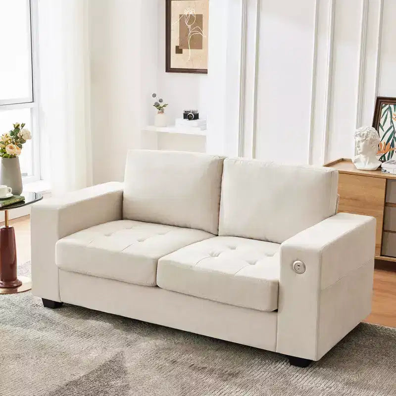 Divano "Cloud" Extra Large da 178 cm – Divano in ciniglia Mid-Century con Seduta Profonda, Porte USB e Tasche Laterali
