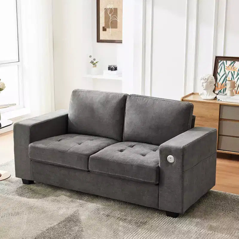 Divano "Cloud" Extra Large da 178 cm – Divano in ciniglia Mid-Century con Seduta Profonda, Porte USB e Tasche Laterali