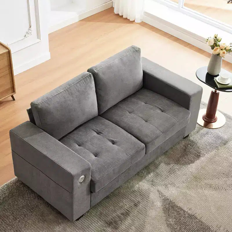 Divano "Cloud" Extra Large da 178 cm – Divano in ciniglia Mid-Century con Seduta Profonda, Porte USB e Tasche Laterali