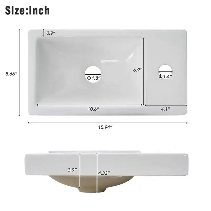 Mobile Bagno Sospeso da 40 cm con Lavabo e Armadietto Contenitore