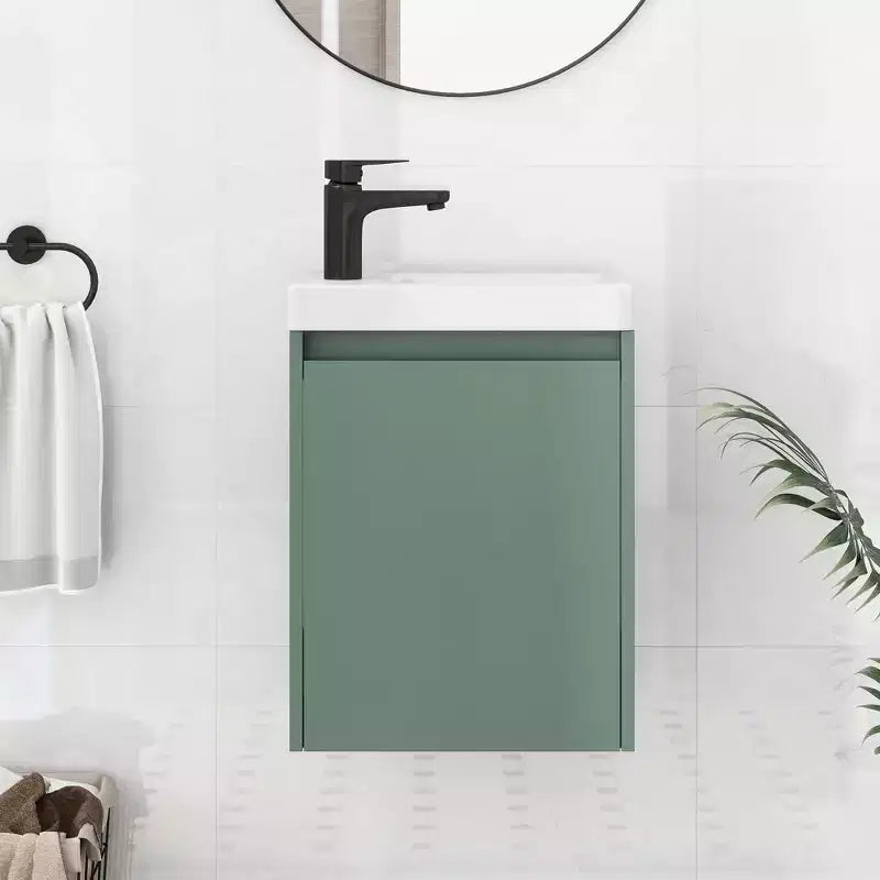 Mobile Bagno Sospeso da 40 cm con Lavabo e Armadietto Contenitore