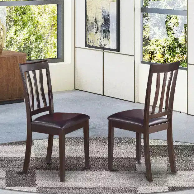 HomeStock Kitchen Dining Chair Cappuccino Solid Wood Seat Modern Style