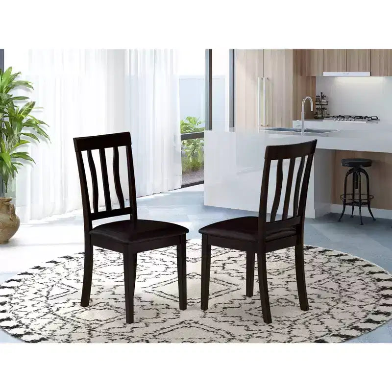 Sedia da pranzo per cucina con sedile in legno massello - Finitura cappuccino
