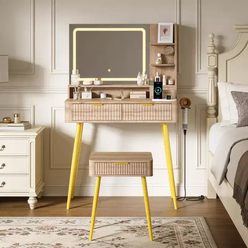 Vanity desk a LED da 31,5" con specchio e 2 cassetti