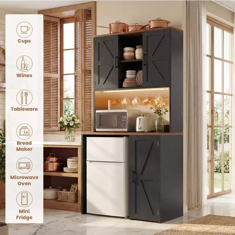 Dispensa da fattoria da 74 pollici con spazio per mini-frigo e vano per macchina da caffè
