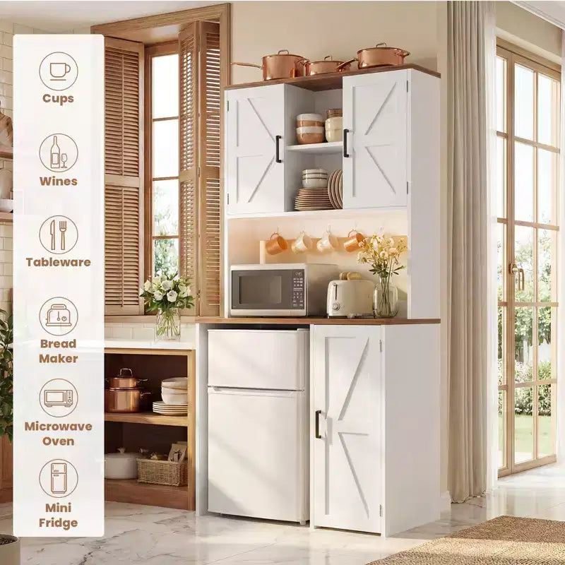 Dispensa da fattoria da 74 pollici con spazio per mini-frigo e vano per macchina da caffè