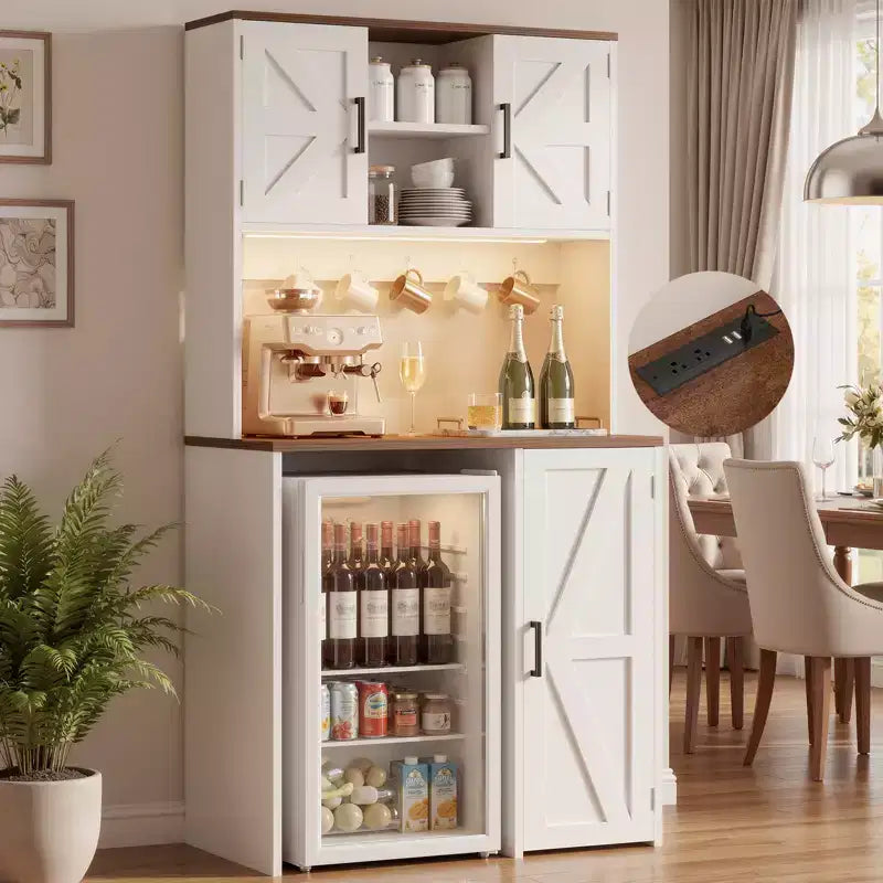 Dispensa da fattoria da 74 pollici con spazio per mini-frigo e vano per macchina da caffè