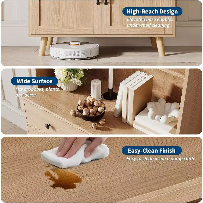 Credenza Alta con Ante e Cassetti – Mobile Contenitore per Soggiorno, Sala da Pranzo, Ufficio