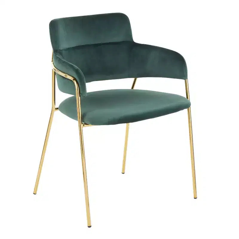 Set di 2 sedie da pranzo contemporanee in velluto con struttura in metallo dorato