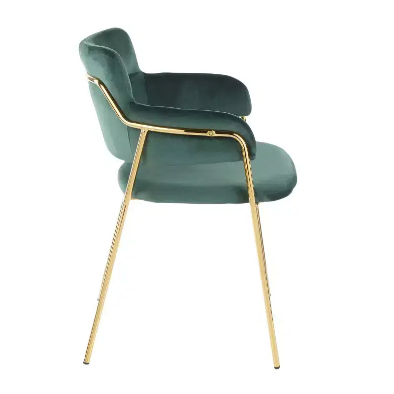 Set di 2 sedie da pranzo contemporanee in velluto con struttura in metallo dorato
