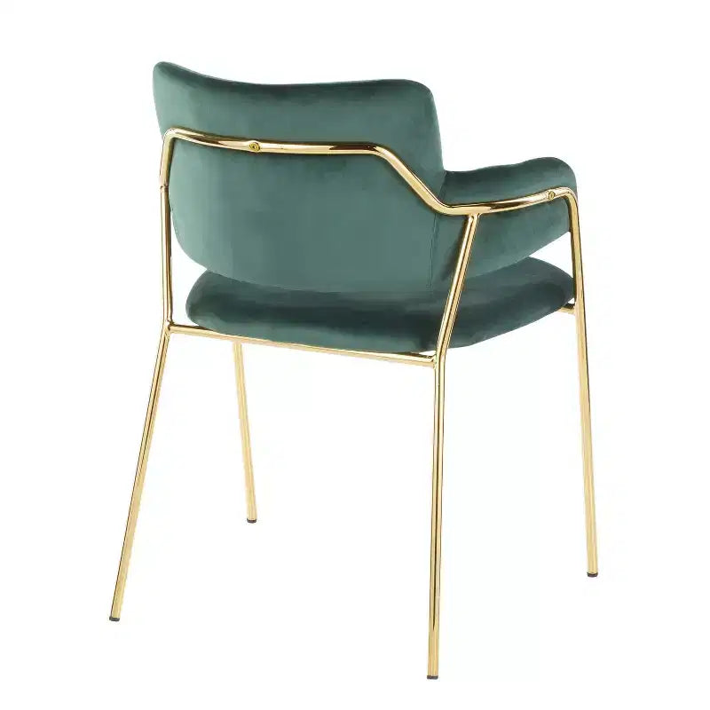 Set di 2 sedie da pranzo contemporanee in velluto con struttura in metallo dorato
