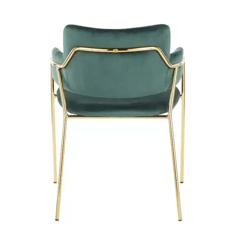 Set di 2 sedie da pranzo contemporanee in velluto con struttura in metallo dorato