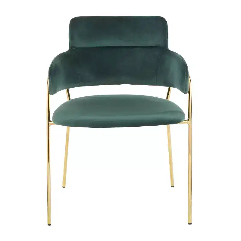 Set di 2 sedie da pranzo contemporanee in velluto con struttura in metallo dorato