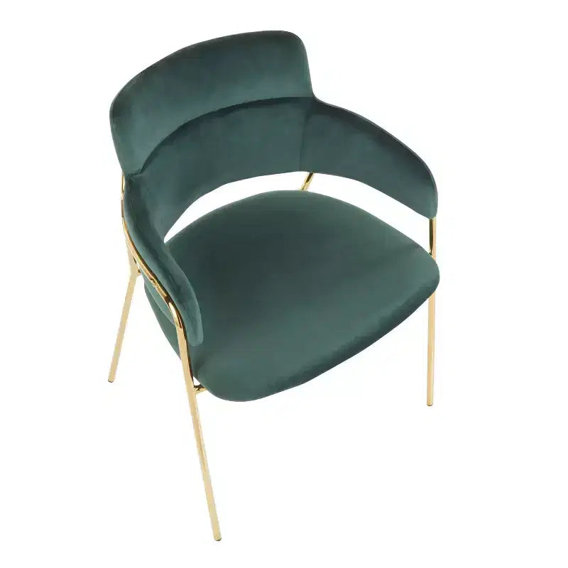 Set di 2 sedie da pranzo contemporanee in velluto con struttura in metallo dorato