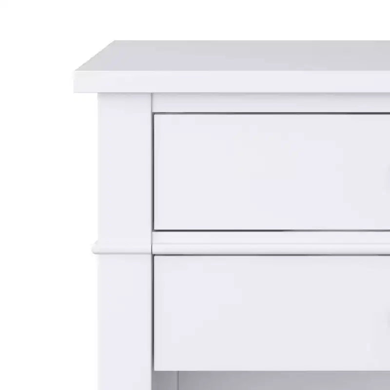 Comodino da 24" in legno massello con 2 cassetti - Bianco