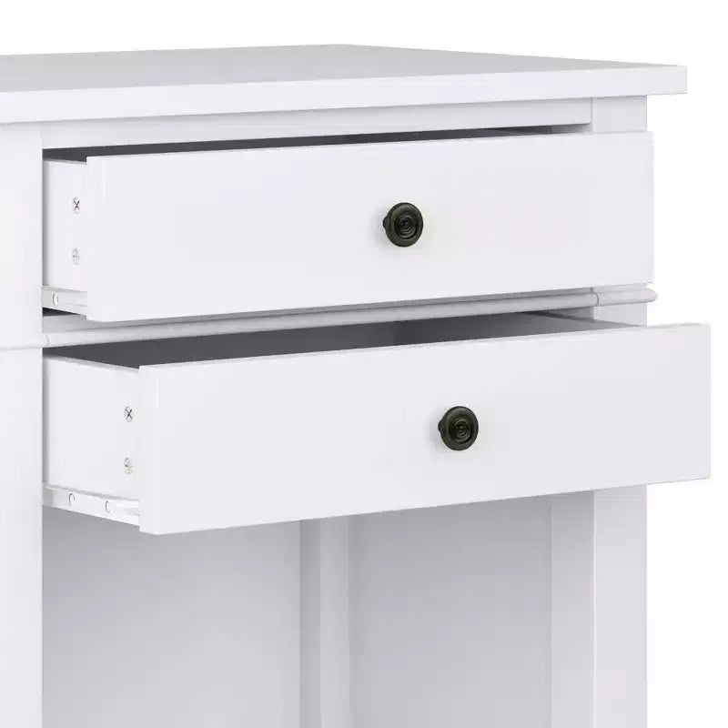 Comodino da 24" in legno massello con 2 cassetti - Bianco