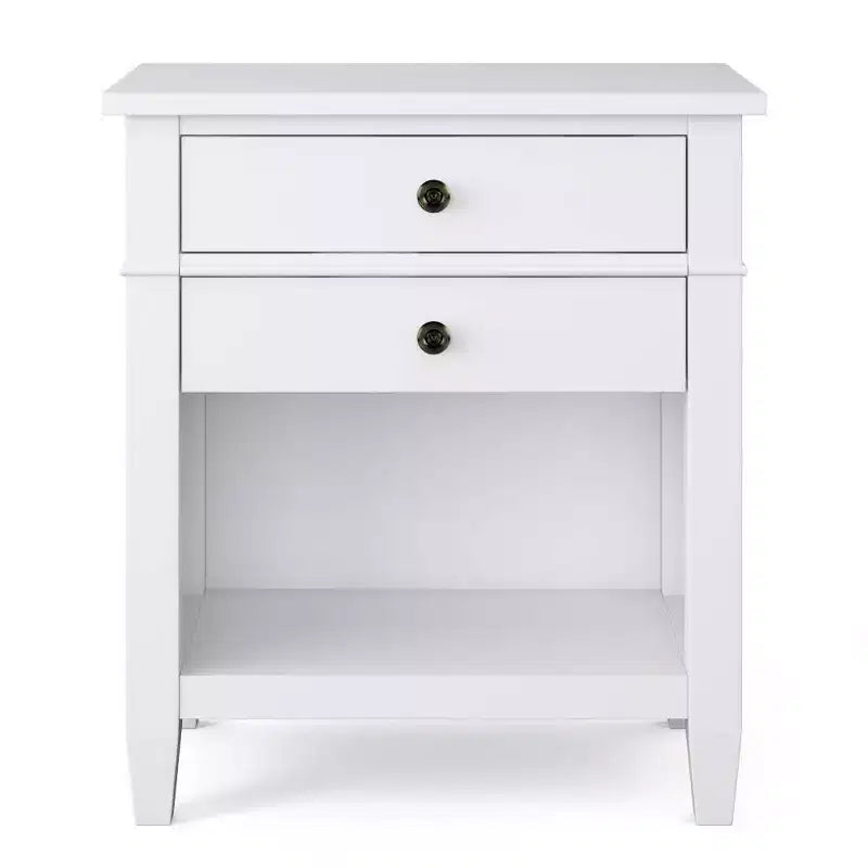 Comodino da 24" in legno massello con 2 cassetti - Bianco
