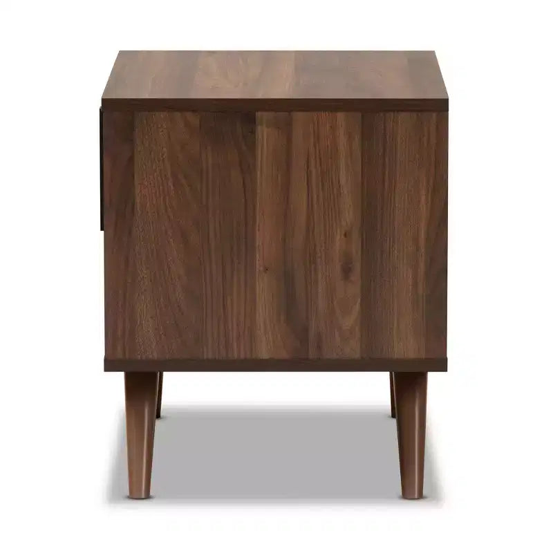 Comodino in legno bicolore a 1 cassetto – Grigio e noce