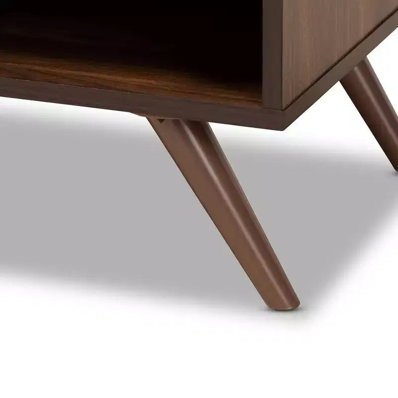 Comodino in legno bicolore a 1 cassetto – Grigio e noce