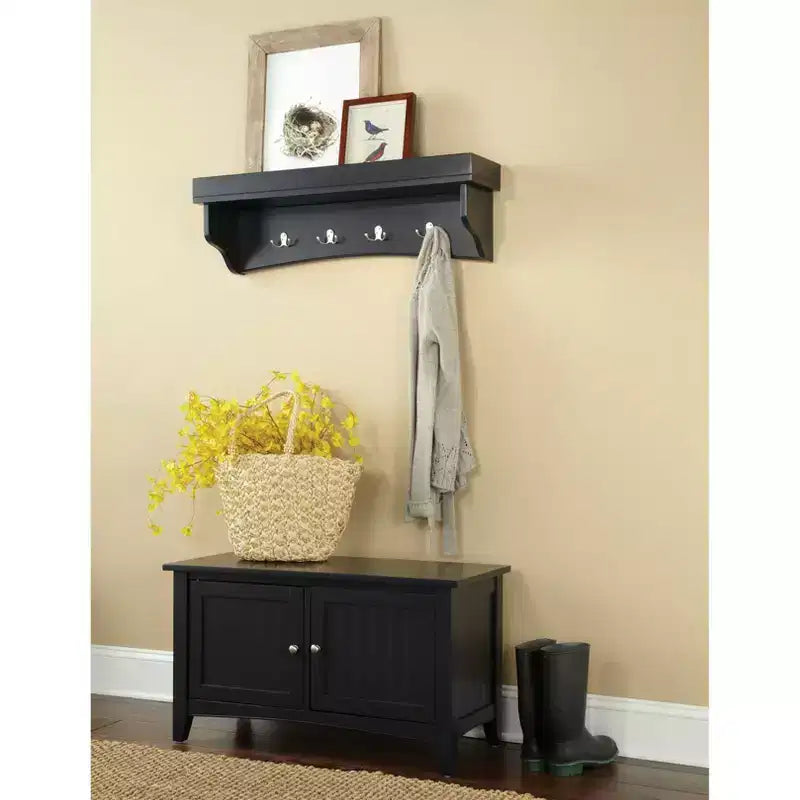 Panca contenitore Shaker Cottage e appendiabiti a muro – Grigio antracite