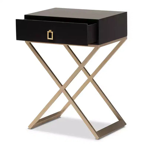Comodino a 1 cassetto con gambe in metallo