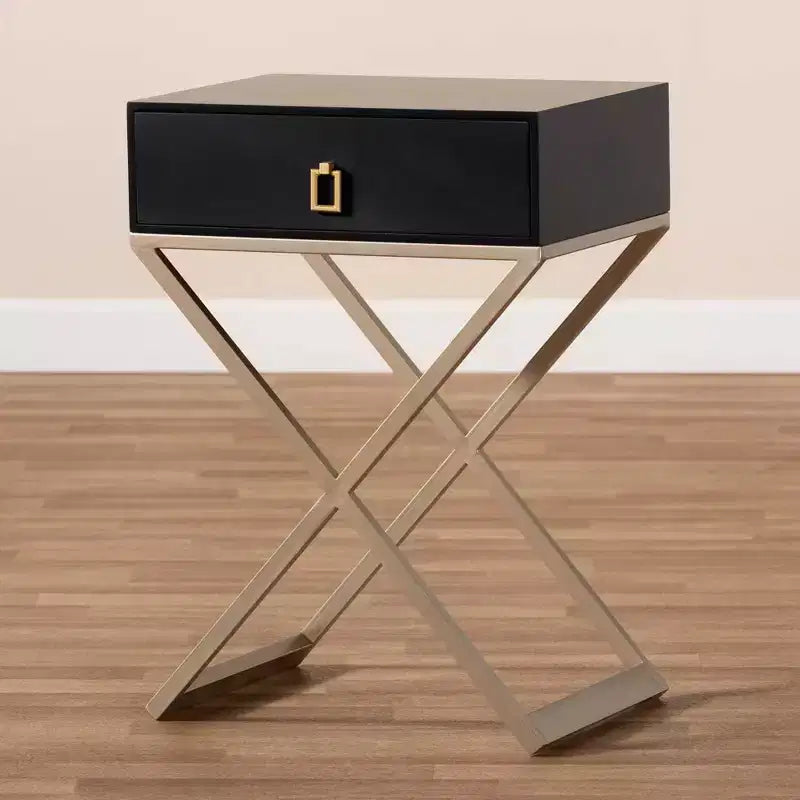 Comodino a 1 cassetto con gambe in metallo